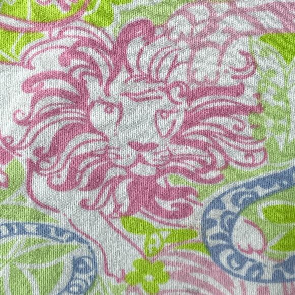 LILLY PULITZER Dress S Mini Tunic Lion Floral Zip Front Long Sleeve Cotton Green - Picture 9 of 16